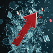 © Nattapat - A bold red arrow breaking through shards of glass, symbolizing growth and breakthrough in business.