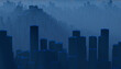 © Westend61 - Abstract 3d rendered cityscape made of blue pipes in haze