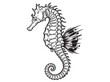 © হরি চাঁদের চাঁদ - seahorse, black and white, illustration, vector, sea creature, marine animal