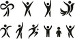 © MDMOJIBAR - Human figures in motion celebrating success with abstract dynamic poses against white background