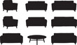 © Md Shariful islam - Collection of modern sofa and coffee table silhouettes isolated on transparent background