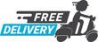 © VICI - Free Delivery Scooter Logo with Fast Shipping Motion Effect Flat Vector Illustration