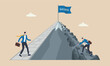 © YEASIN - success to reach business goal concept, businessmen compete easy and hard way to climb mountain