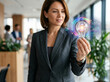 © Naret - Ai agent for business talent acquisition in office with confident woman holding digital concept