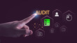 © Images for you - Quality auditor performs digital audit using checklist system for compliance control, process verification, risk assessment, workflow monitoring, data validation, and operational accuracy improvement.