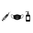 © @_ greta - Medical syringe face mask and hand sanitizer icons 1.