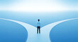 © Md. Rahman - Man stands at a fork in the road choosing between two paths person male standing