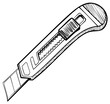 © Віталій Артиков - Hand drawn sketch of a utility knife with a retractable blade and serrated edge