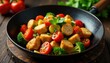 © ทองขาร พอใจ - Chicken and vegetable medley cooked quickly in a Chinese wok pan , food styling, mixed vegetable recipes