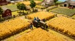 © StockDignity - Miniature Diorama of Farmers Harvesting Wheat with a Tractor