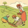 © Md Monjel Sheikh - African women farmers planting seeds in field art.