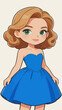 © hakule - Cute chibi female character in blue strapless dress