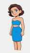 © hakule - Cartoon female character wearing blue strapless two-piece outfit
