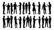 © Rono - collection of people silhouettes interacting with each other on a white background silhouette
