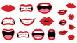 © Amir - Mouth expressions and red lips collection for character design.