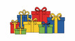 © Julius - A festive pile of brightly colored gift boxes with ribbons and bows