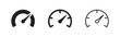 © liubomir118809 - Speedometer or gauge icon set showing speed or performance, black silhouette and outline versions