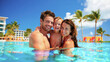 © Dina Photo Stories - Happy family enjoying swimming pool vacation, tropical resort, bright sunny day, travel promotions, holiday advertising, leisure lifestyle, tourism marketing, family bonding, summer relaxation