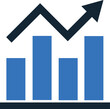 © Asad - Business growth bar chart with rising arrow, financial success data graph vector, corporate performance analytics icon for marketing reports