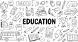 © AIcon Star - education school supplies and learning symbols doodle collage grid art