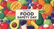 © Jorna - World food safety day illustration with various fresh fruits background