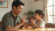 © Gardika Gigih - Father and Son Clapping Together at Home.