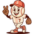 © Mohammad - A cartoon baseball character wearing a uniform and cap makes a peace sign.