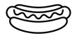 © PULOK - Simple black outline icon of a tasty hotdog with wavy mustard line