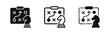 © drawing lines - Business Strategy Planning and Chess Knight Tactics Icon Set