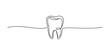 © Creative_Outline2019 - Minimalist single continuous line drawing of a human tooth shape symbol representing dental care health and oral hygiene concept on a simple line Vector, illustration
