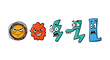 © Binoh - Collection of five distinct cartoon characters with varied expressions and shapes.
