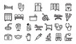 © Vector Galaxy - Hospital equipment and medical facilities line icon collection with hospital