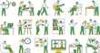© Roni - Corporate Workplace and Daily Routine Character Vector Set Featuring Office Tasks Presentation Brainstorming Business Meetings and Time Management Activity Icons