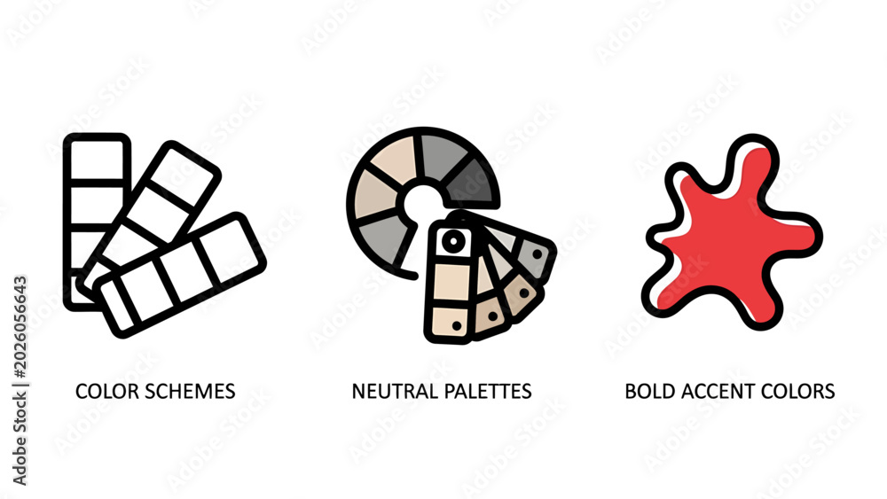 Color palette selection and design swatch icon set with swatches ...
