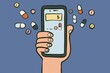 © ADDICTIVE STOCK - Hand holding smartphone with pills and money app concept
