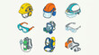 © Kak - Collection of safety equipment and personal protective gear for industrial work and hazardous environments.