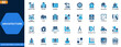 © aura studio - Architecture icon set for building design and urban development. blueprint, construction, engineering, property, city, residential, interior. Editable icons collection. Vector.