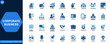 © aura studio - Corporate business icon set. Company, finance, office, leadership, teamwork, partnership, management, enterprise. Editable icons collection. Vector.