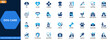 © aura studio - Dog care icon set. Veterinary, puppy, grooming, vaccination, pet healthcare, clinic, leash, hygiene, medical supplies. Editable icons collection. Vector.