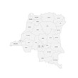 © pyty - Democratic Republic of the Congo political map of administrative divisions - provinces. Grey handdrawn doodle style map with black outline borders and name labels.