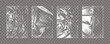 © boxerx - Realistic big set of transparent plastic polyethylene bags overlay. Wrapping packaging vinyl texture. Vector illustration