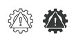 © Abdullah - Two gear icons featuring warning symbols displayed in a clean graphic style for this professional digital design element created to highlight technical issues or system errors