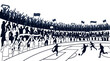 © Mbah Ginah - Silhouette illustration of professional soccer players competing on a stadium field.