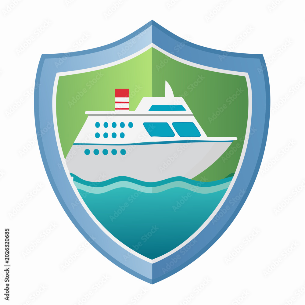 Cruise Ship Protection Shield Maritime Security Safety Emblem Stock ...