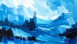 © Hello World - Abstract blue landscape painting with textured brushstrokes and mountain‑like forms
