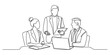 © JoyChandra - Business team having a meeting with laptop line drawing