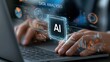 © BlackLion - Hands work on laptop with data analysis and AI graphics displayed on screen at a modern workspace during daytime