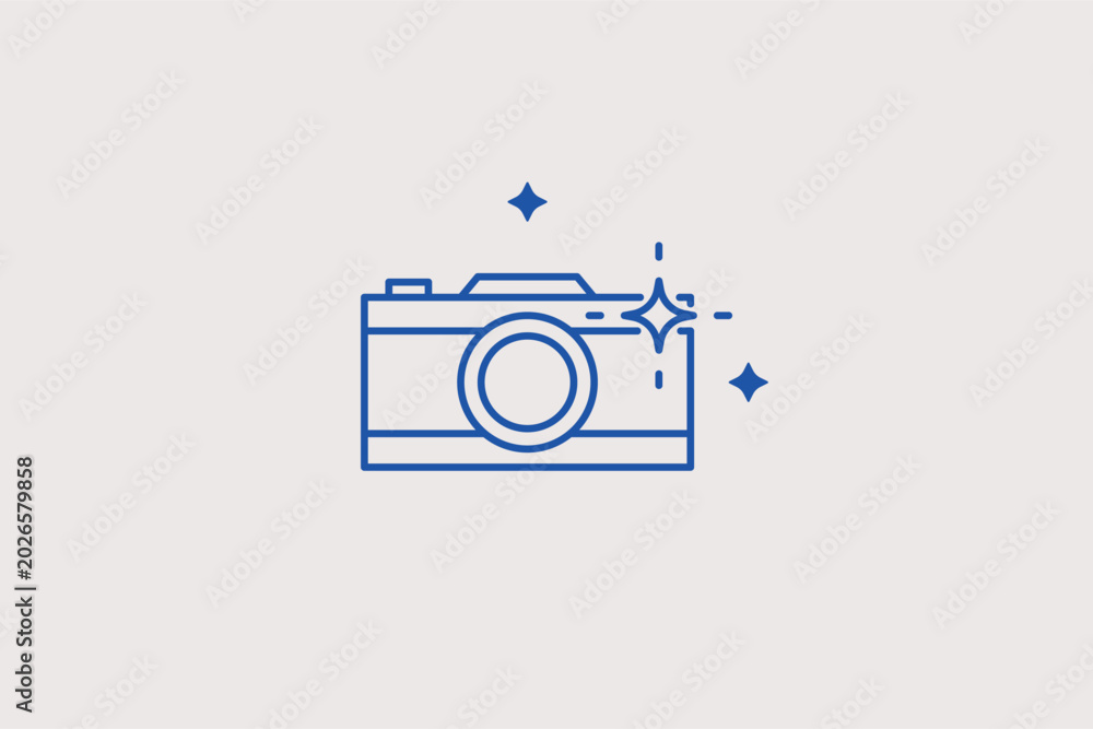 A digital photo camera line icon for wedding photography service ...
