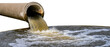© TONSTOCK - Concrete pipe discharging murky water into a body of water, isolated on transparent background