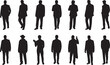 © Masud - Silhouettes of Casual People in a Row. man silhouette vector